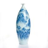 JAPANESE MEIJI PERIOD SIGNED KATO BLUE & WHITE VASE