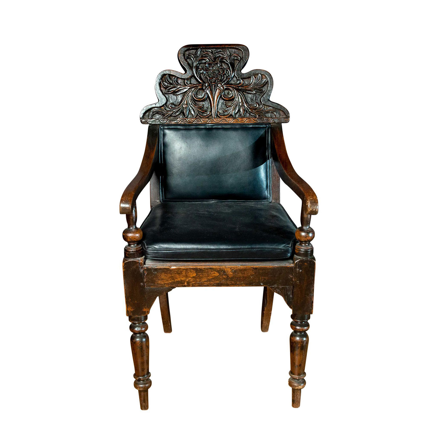 19TH CENTURY BRITISH COLONIAL WING CHAIR, RANGOON, BURMA