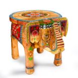 INDIAN CARVED WOODEN ELEPHANT STOOL