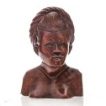 VINTAGE ASIAN WOODEN BUST OF A WOMAN