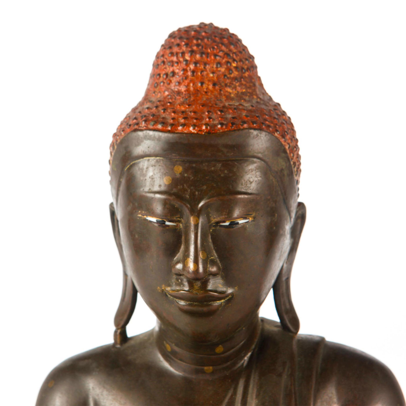 LARGE 19TH C. BURMESE MANDALAY BRONZE BUDDHA - Image 3 of 9