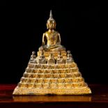 THAI RATTANAKOSIN ERA GILT BRONZE TEMPLE BUDDHA STATUE