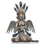 HINDU EASTERN ALLEGORICAL BRONZE STATUE, NAGA QUEEN