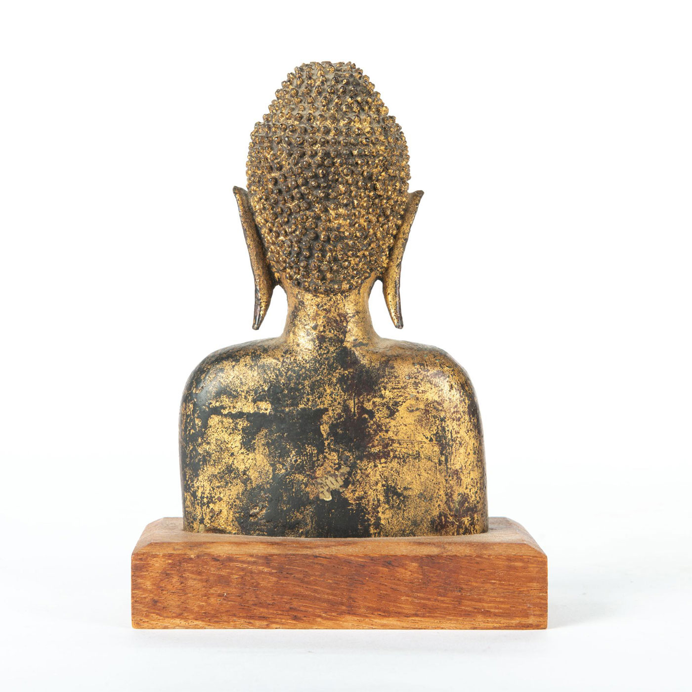 LAOS, RATTANAKOSIN PERIOD BRONZE GILT SHRINE BUDDHA BUST - Image 4 of 5