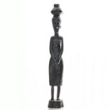 VINTAGE EBONY WOOD AFRICAN WOMAN FIGURINE