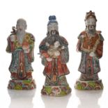 3 CHINESE CERAMIC FIGURINES, SANXING DEITIES