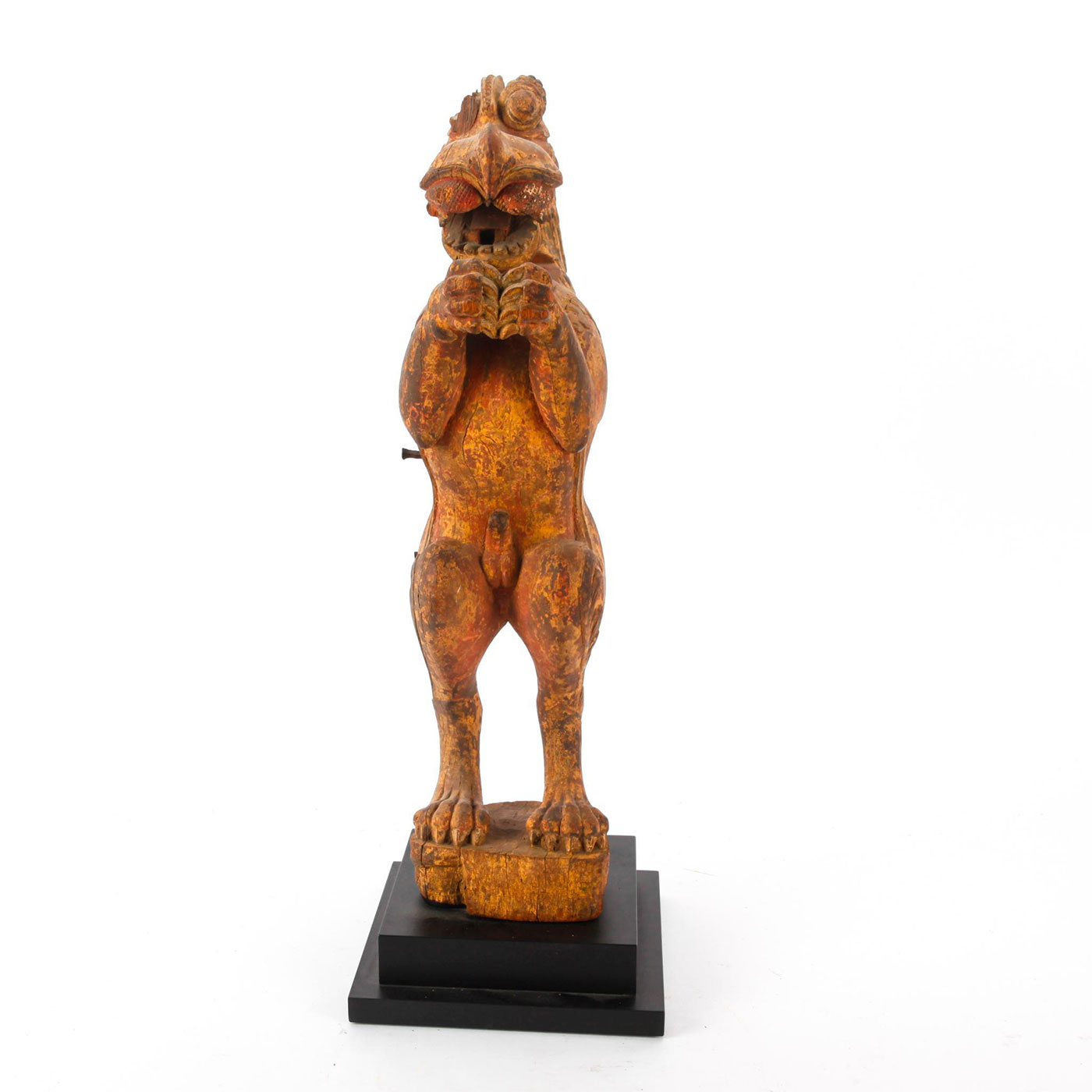 LARGE ALLEGORICAL NARASIMHA WOODEN SCULPTURAL FIGURE - Image 3 of 7