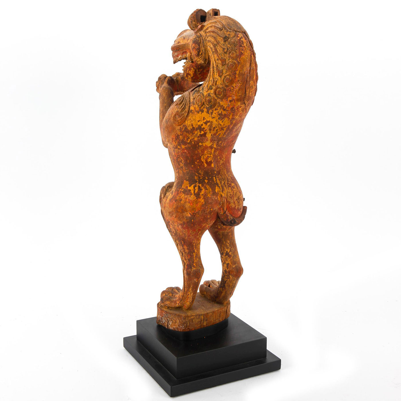 LARGE ALLEGORICAL NARASIMHA WOODEN SCULPTURAL FIGURE - Image 6 of 7