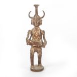 SMALL BRONZE SCULPTURE, HORNED DEITY