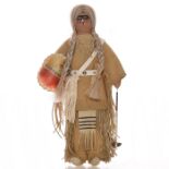 NATIVE AMERICAN TRIBAL WARRIOR BRAVE DOLL, HORSEHAIR