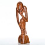 WEST AFRICAN WOODEN SCULPTURE, THE THINKER