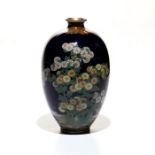 JAPANESE MEIJI PERIOD SILVER WIRE CLOISSONNE VASE