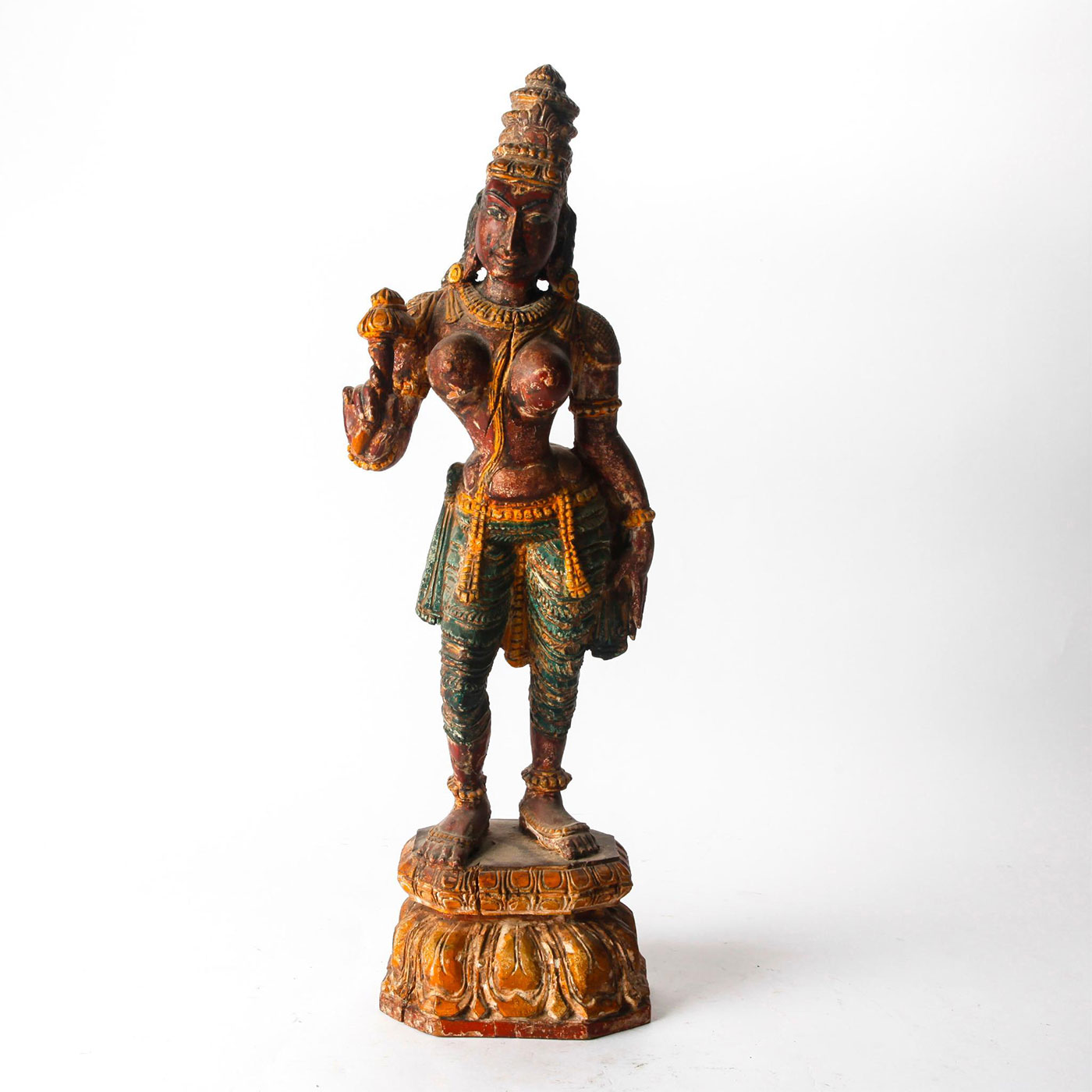 ANTIQUE WOODEN STATUE OF PARVATI, INDIA - Image 3 of 8