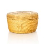 NATIVE AMERICAN TRIBAL WOVEN LIDDED BASKET, DUCKS