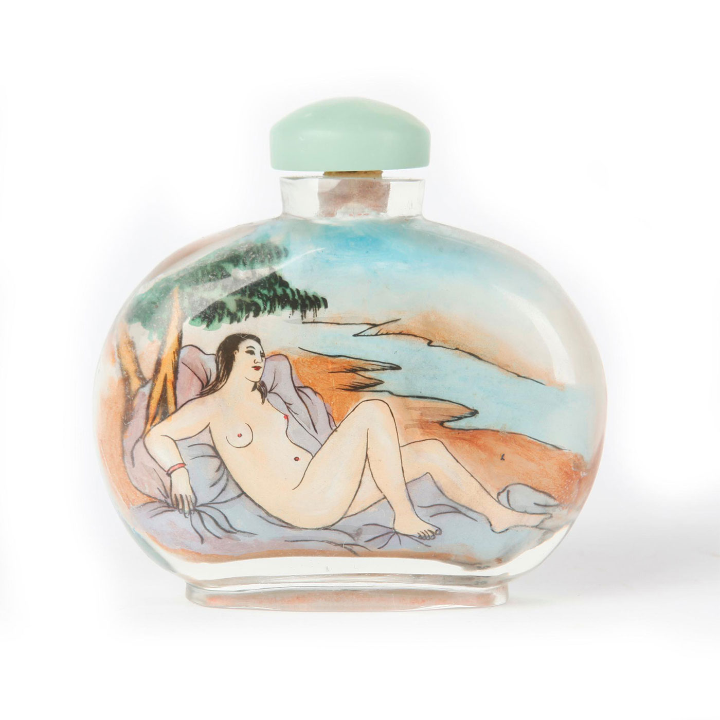 19TH C. GLASS CHINESE PAINTED SNUFF BOTTLE - Image 2 of 3