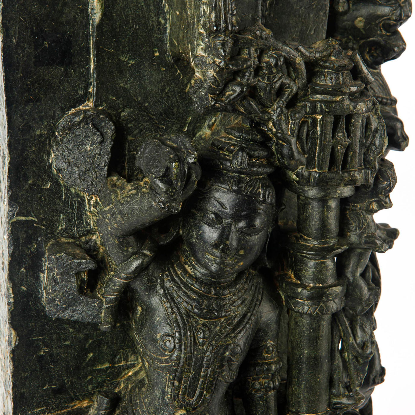 10TH C. INDIAN BLACK STONE TEMPLE FACADE, PALA DYNASTY - Image 6 of 11