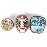 3 SMALL 20TH CENTURY ASIAN METAL AND PORCELAIN BOXES