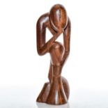 WEST AFRICAN WOODEN SCULPTURE, THE THINKER