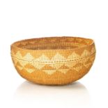 NATIVE AMERICAN TRIBAL WOVEN BASKET BOWL, MOUNTAINS