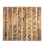 CONTEMPORARY THAI TEAK WOOD SCREEN, DRAGON AND PHOENIX