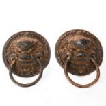 2 RARE TIBETAN LARGE DOOR KNOCKERS OF LION HEAD