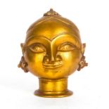 ANTIQUE BRASS TEMPLE ALTAR ORNAMENT, HEAD OF PARVATI