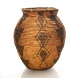 LARGE NATIVE AMERICAN WOVEN JARDINIERE VASE BASKET