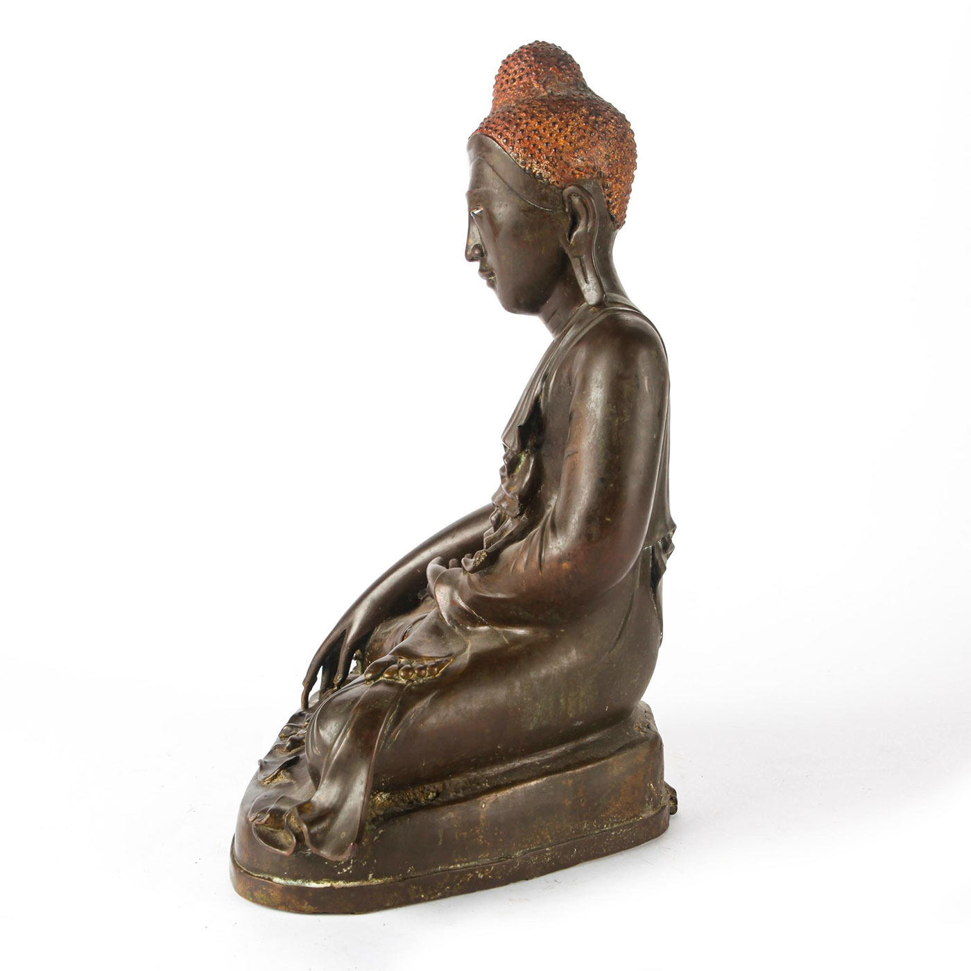 LARGE 19TH C. BURMESE MANDALAY BRONZE BUDDHA - Image 5 of 9