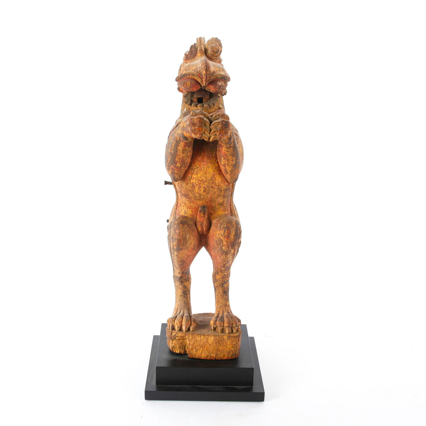 LARGE ALLEGORICAL NARASIMHA WOODEN SCULPTURAL FIGURE - Image 2 of 7