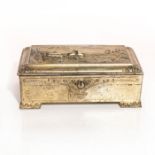 BRONZE CHINESE JEWELRY BOX WITH LANDSCAPE SCENE