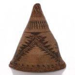 NATIVE AMERICAN TRIBAL WOVEN CONICAL BURDEN BASKET