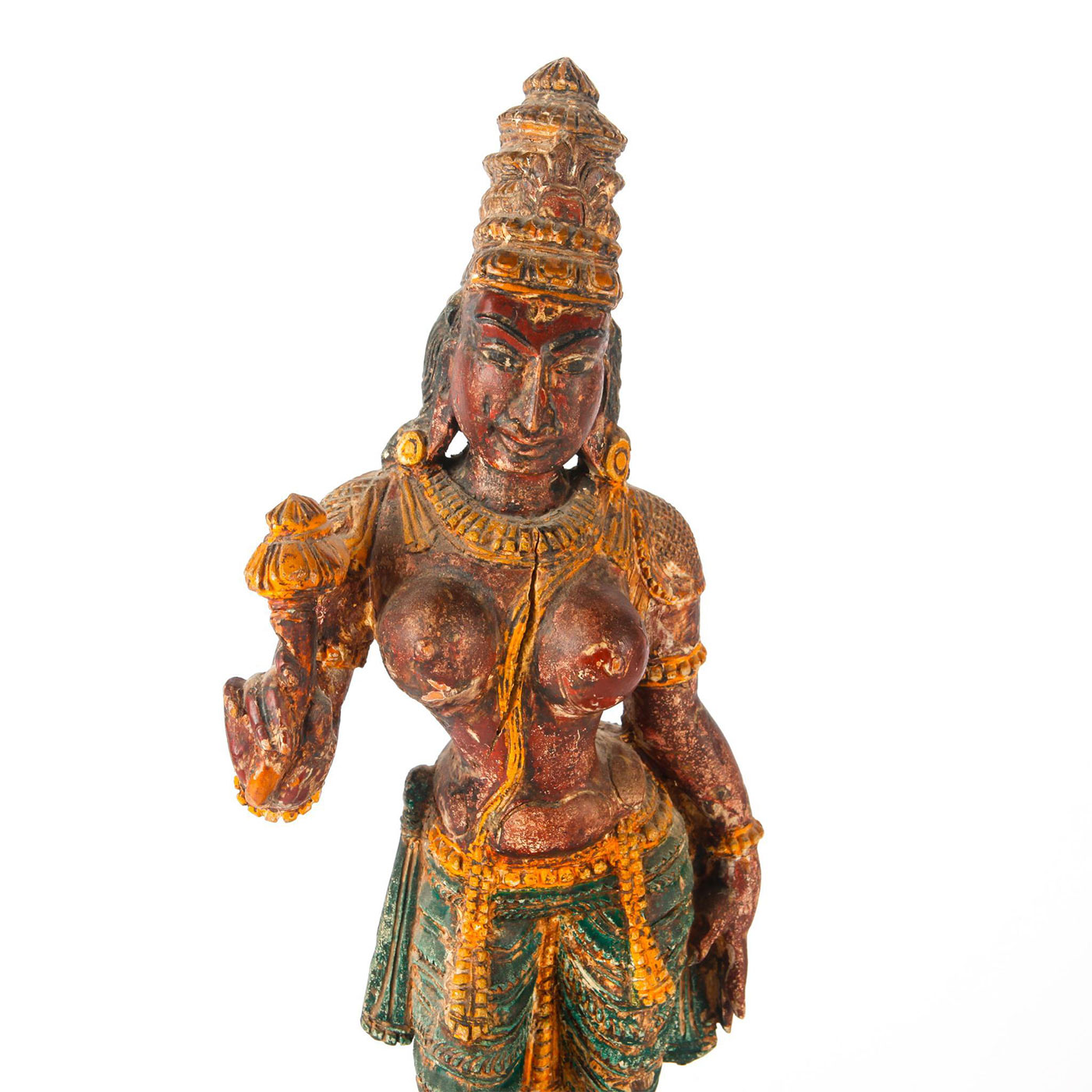 ANTIQUE WOODEN STATUE OF PARVATI, INDIA - Image 7 of 8