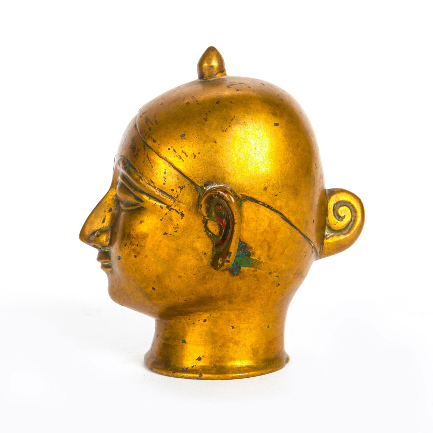 ANTIQUE BRASS TEMPLE ALTAR ORNAMENT, HEAD OF PARVATI - Image 2 of 5