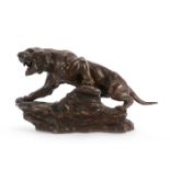 VICTORIAN THOMAS F. CARTIER BRONZE STATUE, SNARLING TIGER