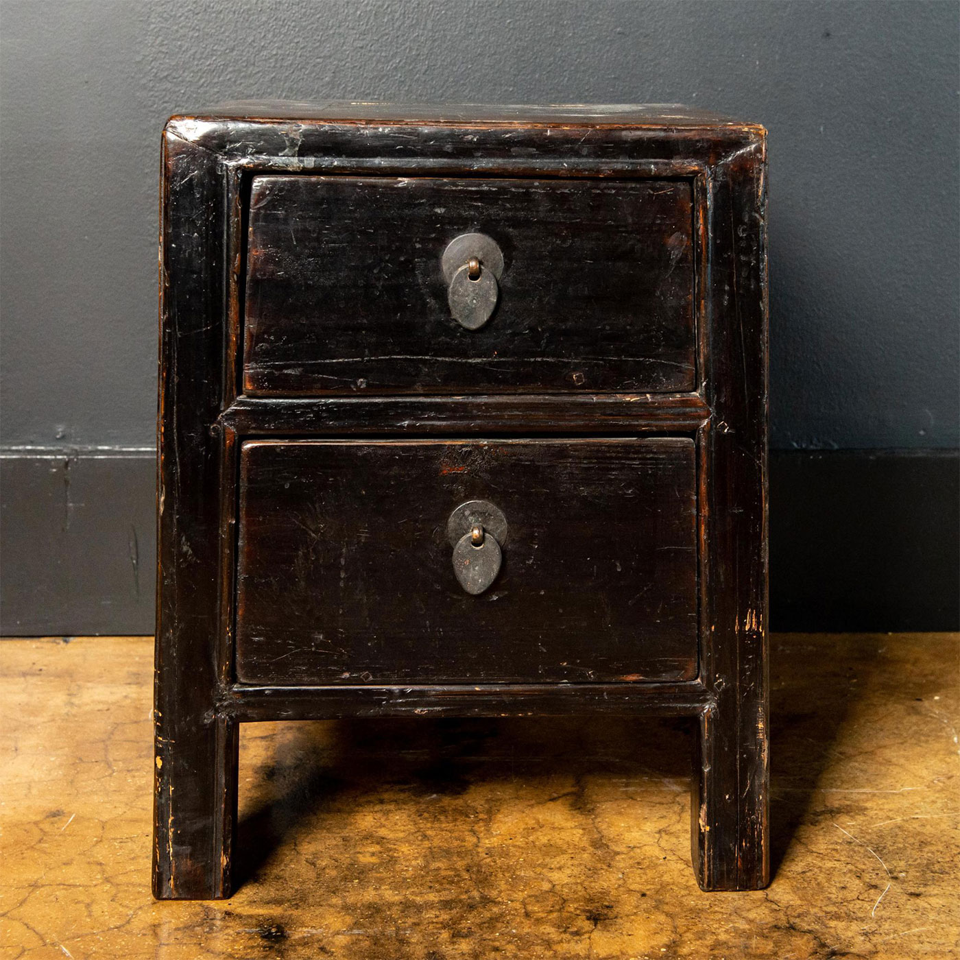 19TH C. CHINESE WOOD MINIATURE CHEST, TWO DRAWERS - Image 2 of 5