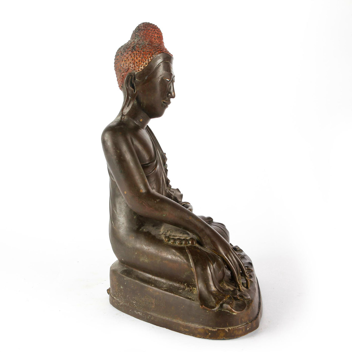 LARGE 19TH C. BURMESE MANDALAY BRONZE BUDDHA - Image 7 of 9