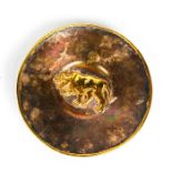 ANTIQUE ASIAN DISH WITH GILT RAISED RELIEF