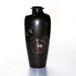 JAPANESE MEIJI PERIOD MIXED METAL BRONZE VASE