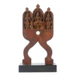 19TH C. INDIAN WOODEN SCULPTURE ON BASE