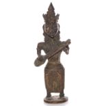 SMALL BRONZE SCULPTURE, INDIAN GODDESS SARASWATI