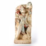 SOLID MARBLE HINDU GOD HANUMAN HOLDING GADA WEAPON