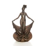 BRONZE SCULPTURE, NUDE ASIAN WOMAN