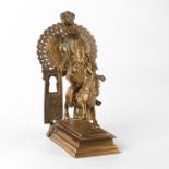 INDIAN BRASS SCULPTURE, SHIVA ON HORSE