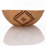 NATIVE AMERICAN TRIBAL WOVEN DIAMONDS BASKET BOWL