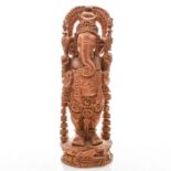 HINDU EASTERN ALLEGORICAL CARVED WOODEN STATUE, GANESHA