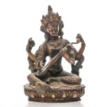 BRONZE ALLEGORICAL HINDU STATUE, GODDESS SARASWATI