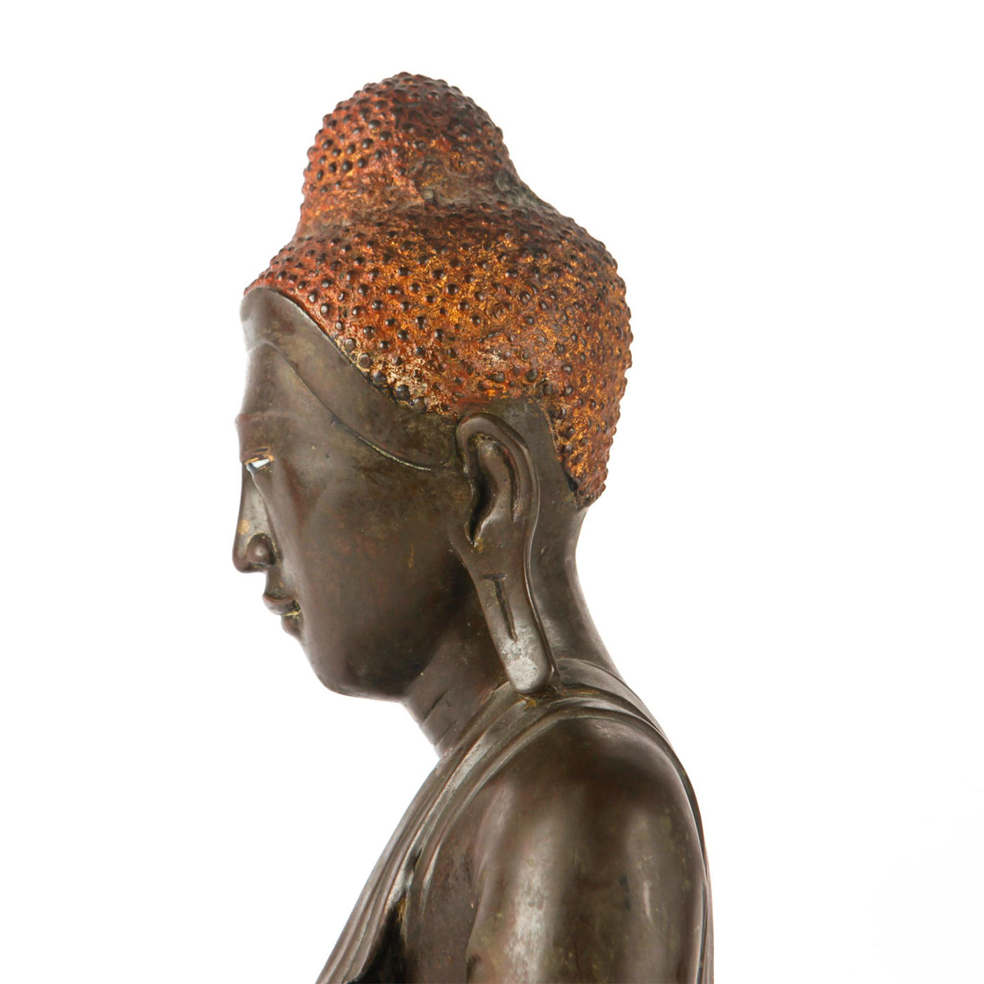 LARGE 19TH C. BURMESE MANDALAY BRONZE BUDDHA - Image 4 of 9