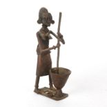 AFRICAN HAND MADE TRIBAL BRONZE ZULU WOMAN FIGURE