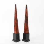 2 OBSIDIAN POINT MAHOGANY DECORATIVE OBELISKS