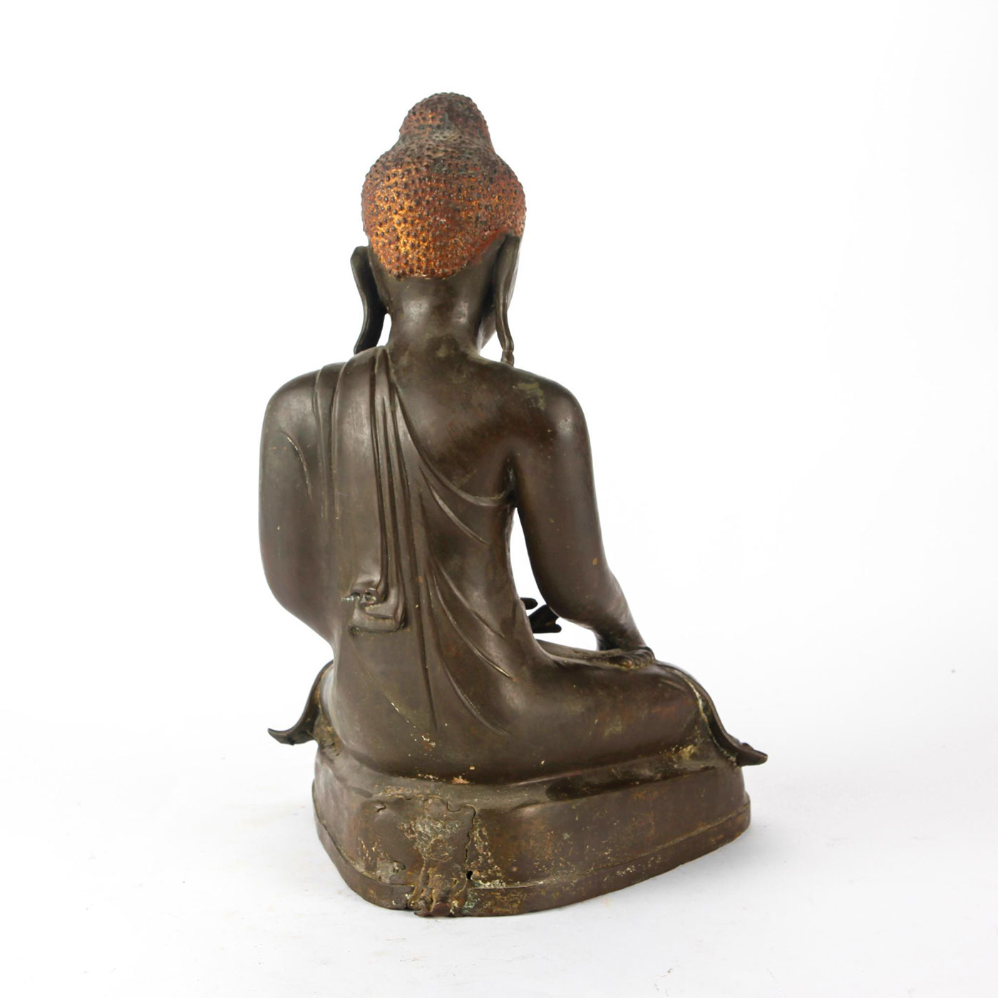 LARGE 19TH C. BURMESE MANDALAY BRONZE BUDDHA - Image 6 of 9